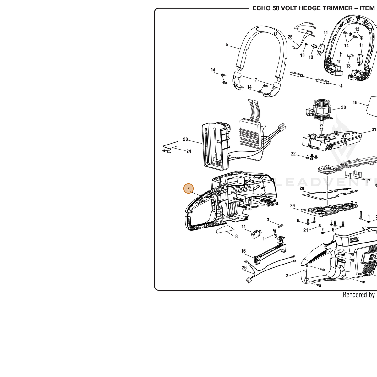 ECHO part 203466001 — IPL diagram snippet (6x zoom, amber highlight)