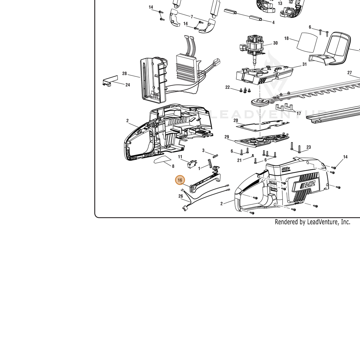 ECHO part 203467001 — IPL diagram snippet (6x zoom, amber highlight)