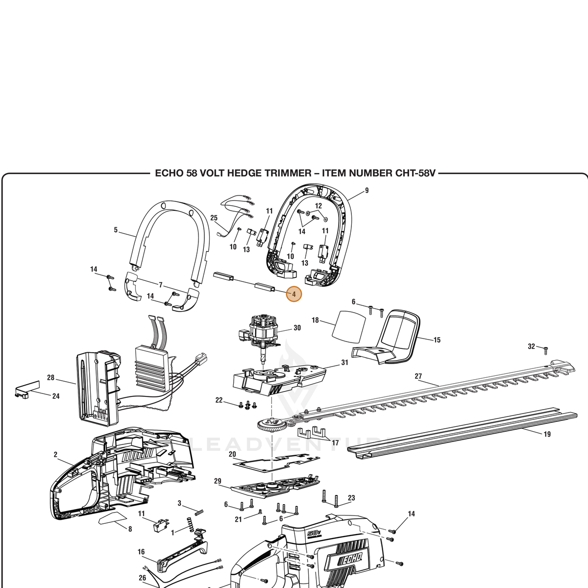 ECHO part 203469001 — IPL diagram snippet (6x zoom, amber highlight)