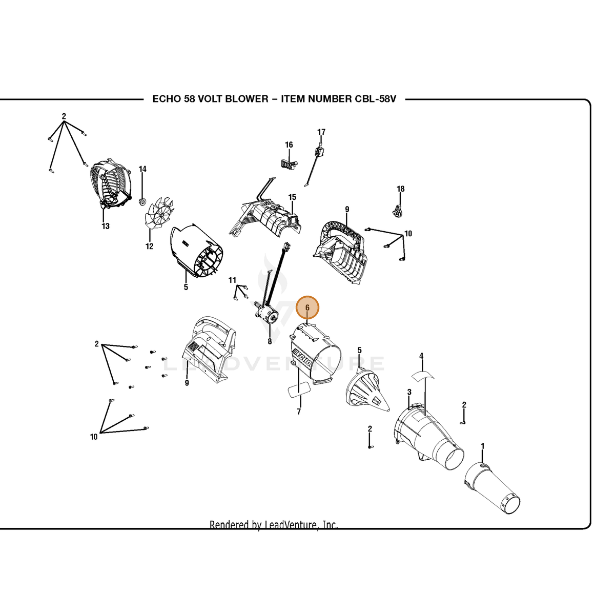 ECHO part 203482001 — IPL diagram snippet (6x zoom, amber highlight)