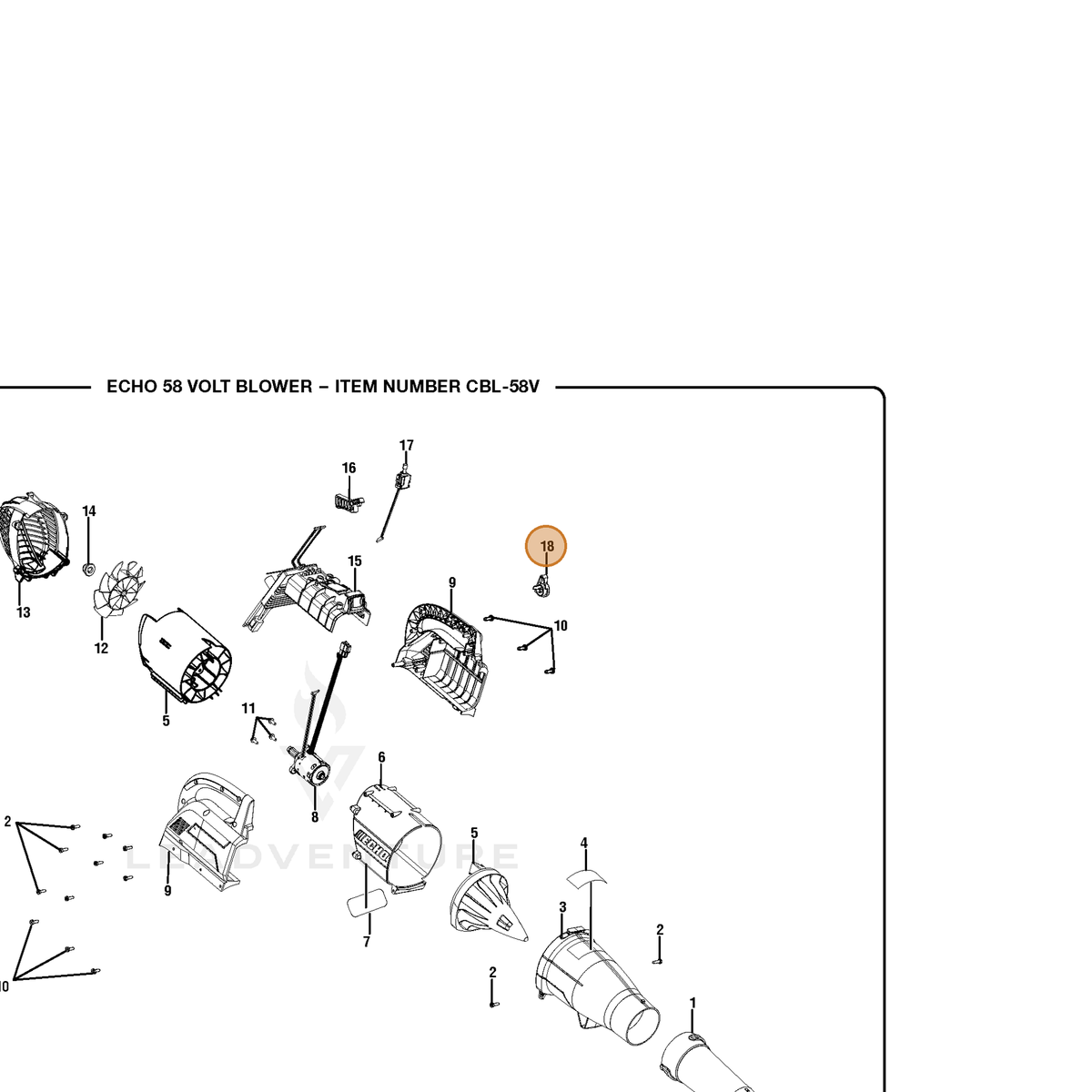 ECHO part 203485001 — IPL diagram snippet (6x zoom, amber highlight)