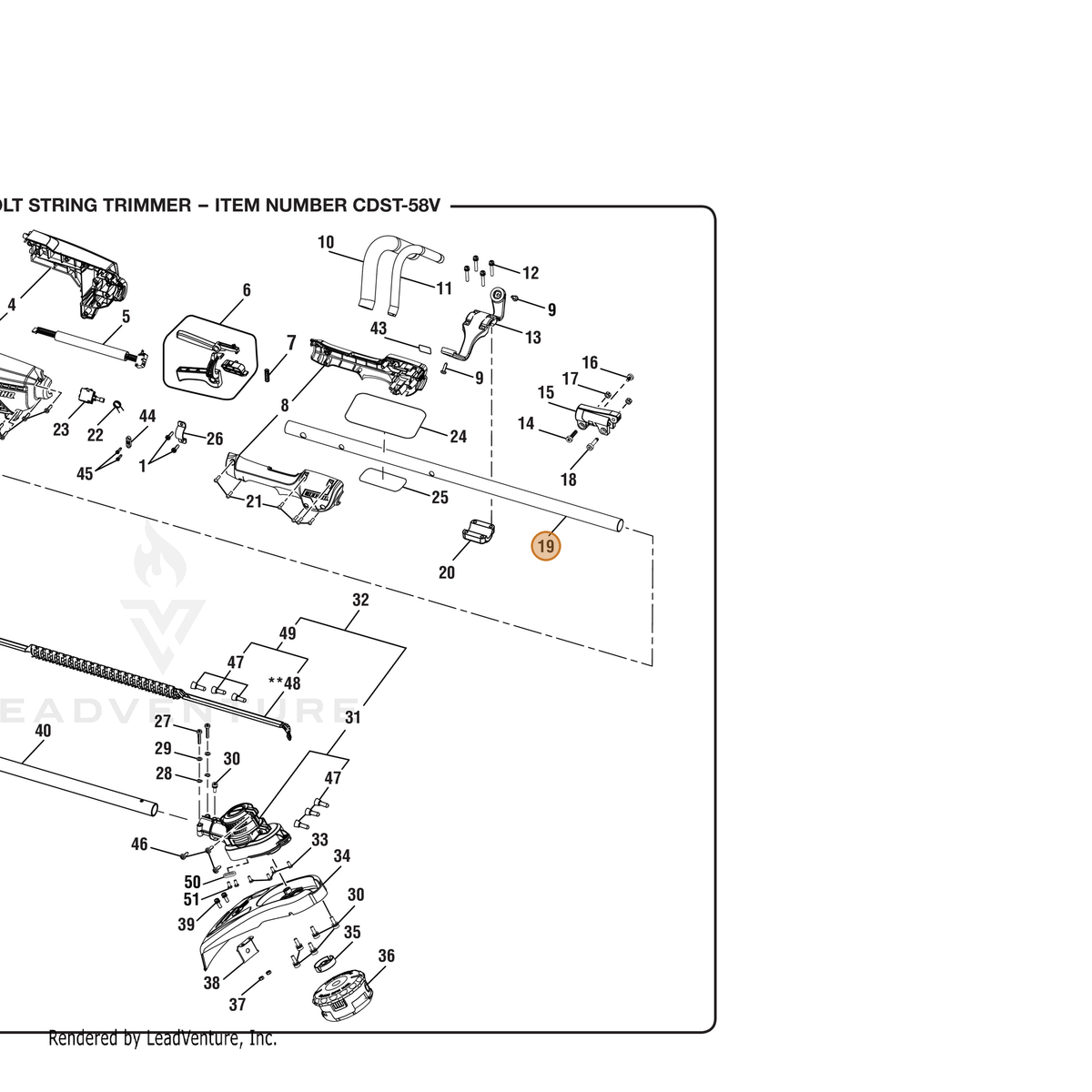 ECHO part 205032001 — IPL diagram snippet (6x zoom, amber highlight)