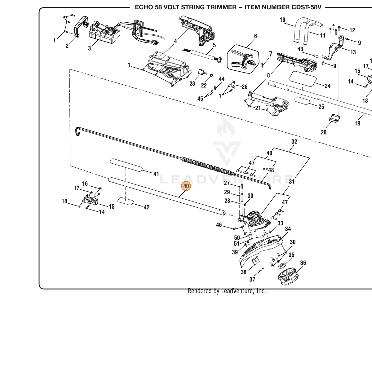 ECHO part 205033001 — IPL diagram snippet (6x zoom, amber highlight)
