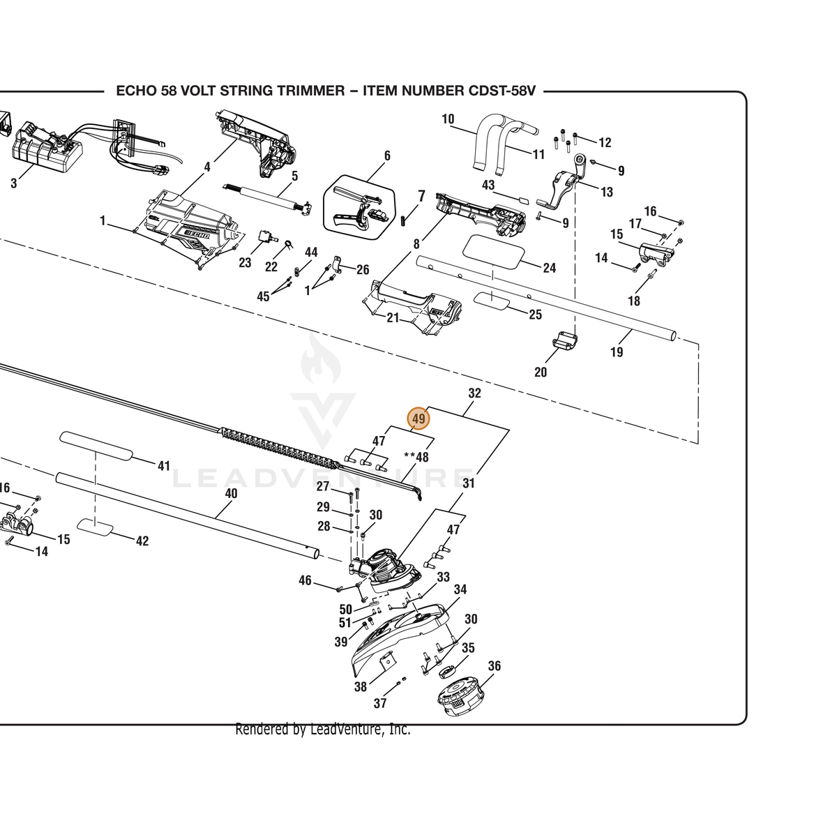 ECHO part 205054001 — IPL diagram snippet (6x zoom, amber highlight)