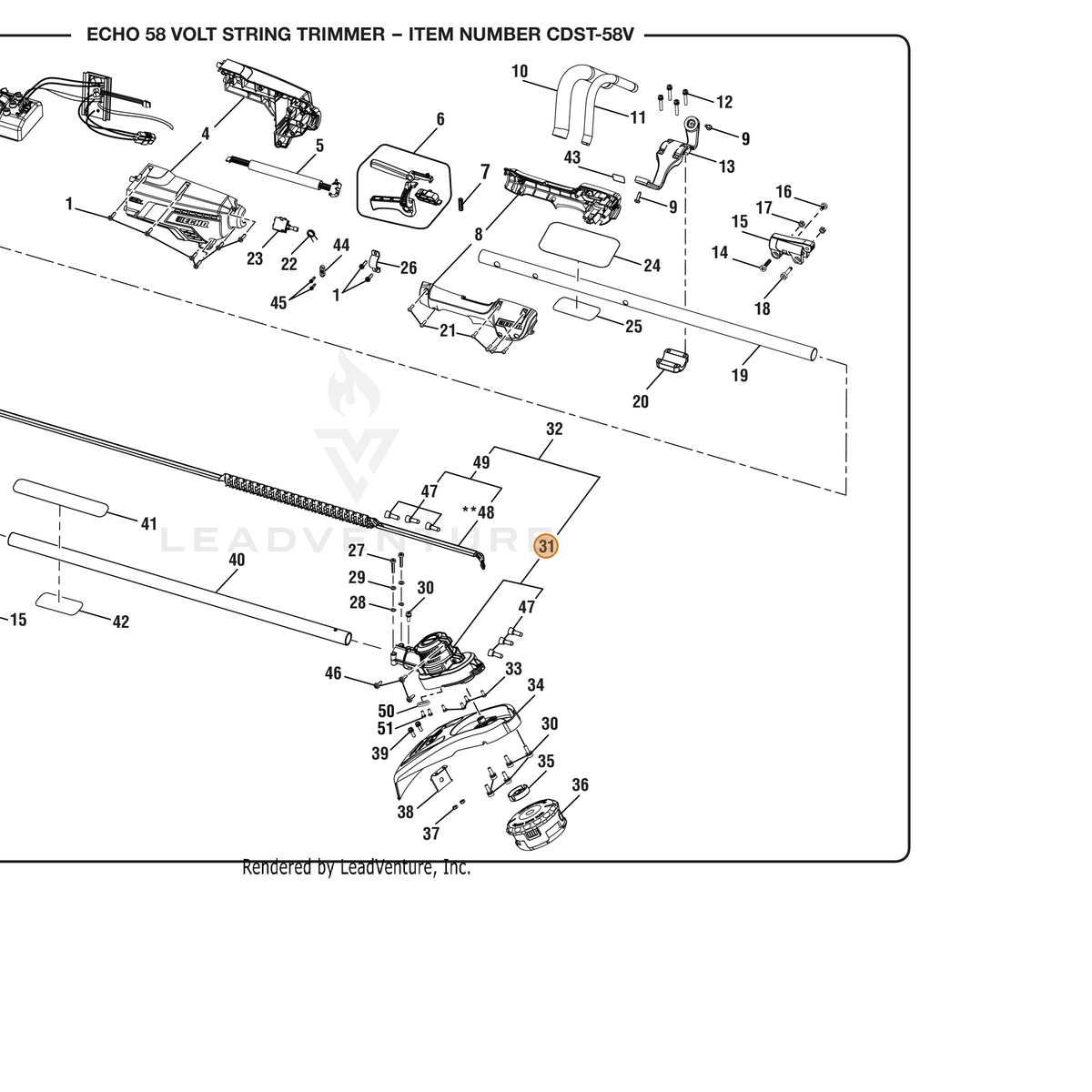 ECHO part 205055001 — IPL diagram snippet (6x zoom, amber highlight)