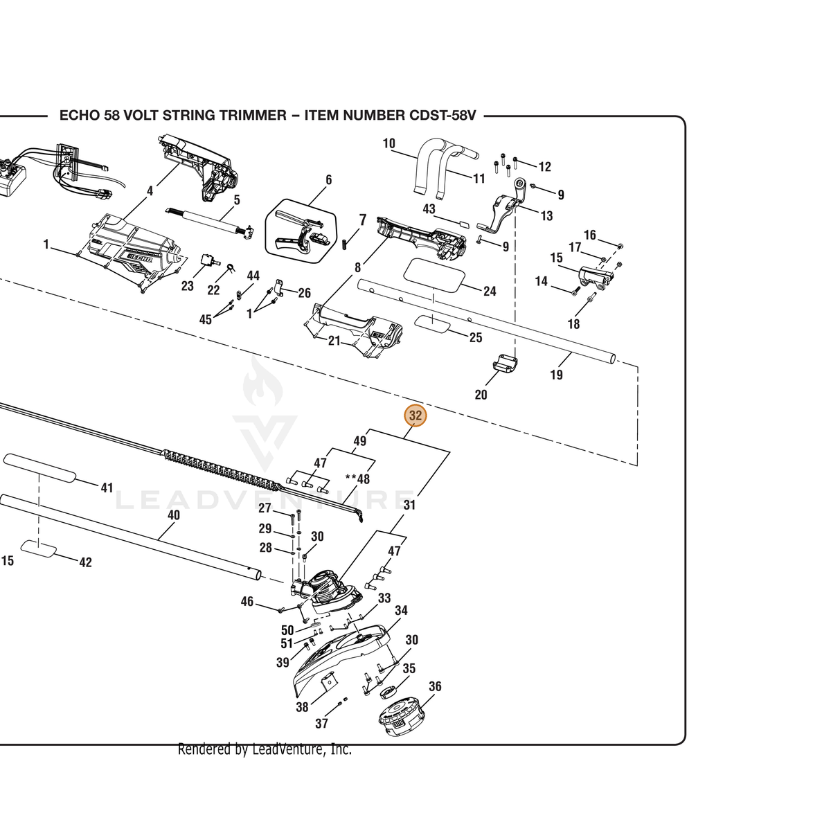 ECHO part 205056001 — IPL diagram snippet (6x zoom, amber highlight)