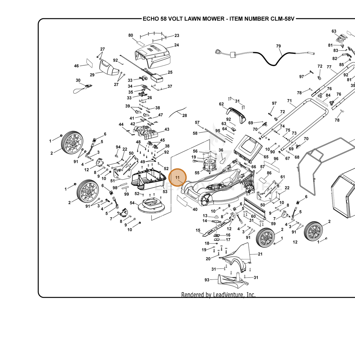 ECHO part 205505001 — IPL diagram snippet (6x zoom, amber highlight)