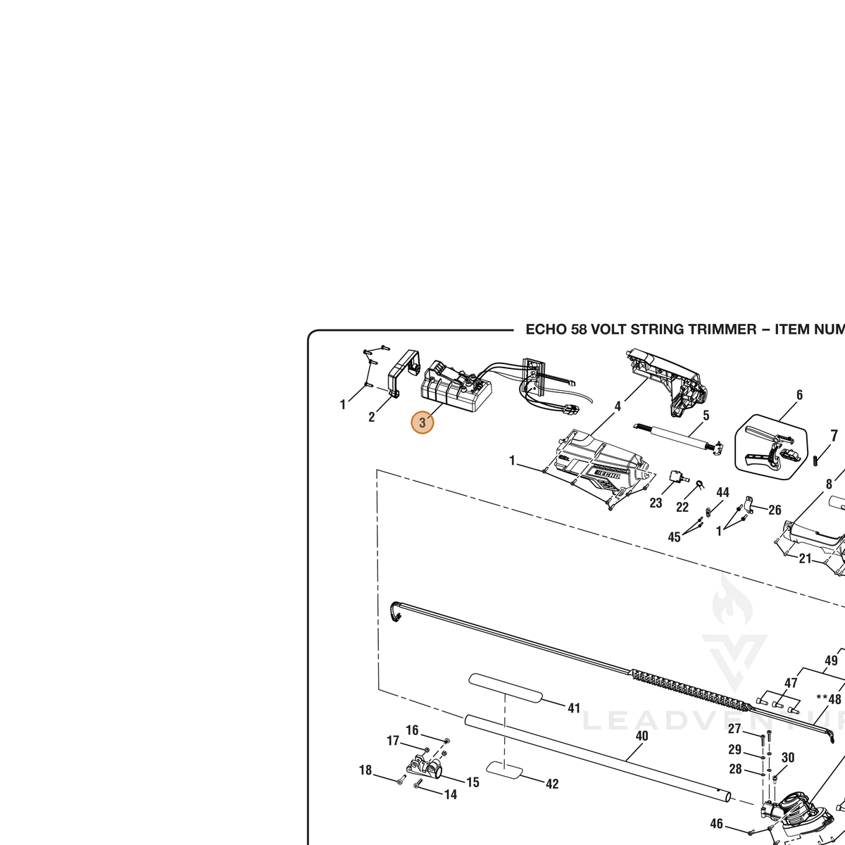 ECHO part 206698001 — IPL diagram snippet (6x zoom, amber highlight)