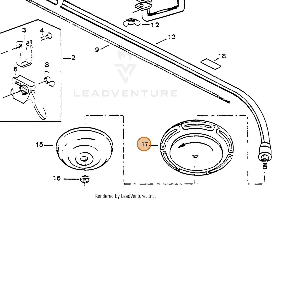 ECHO part 207300 — IPL diagram snippet (6x zoom, amber highlight)