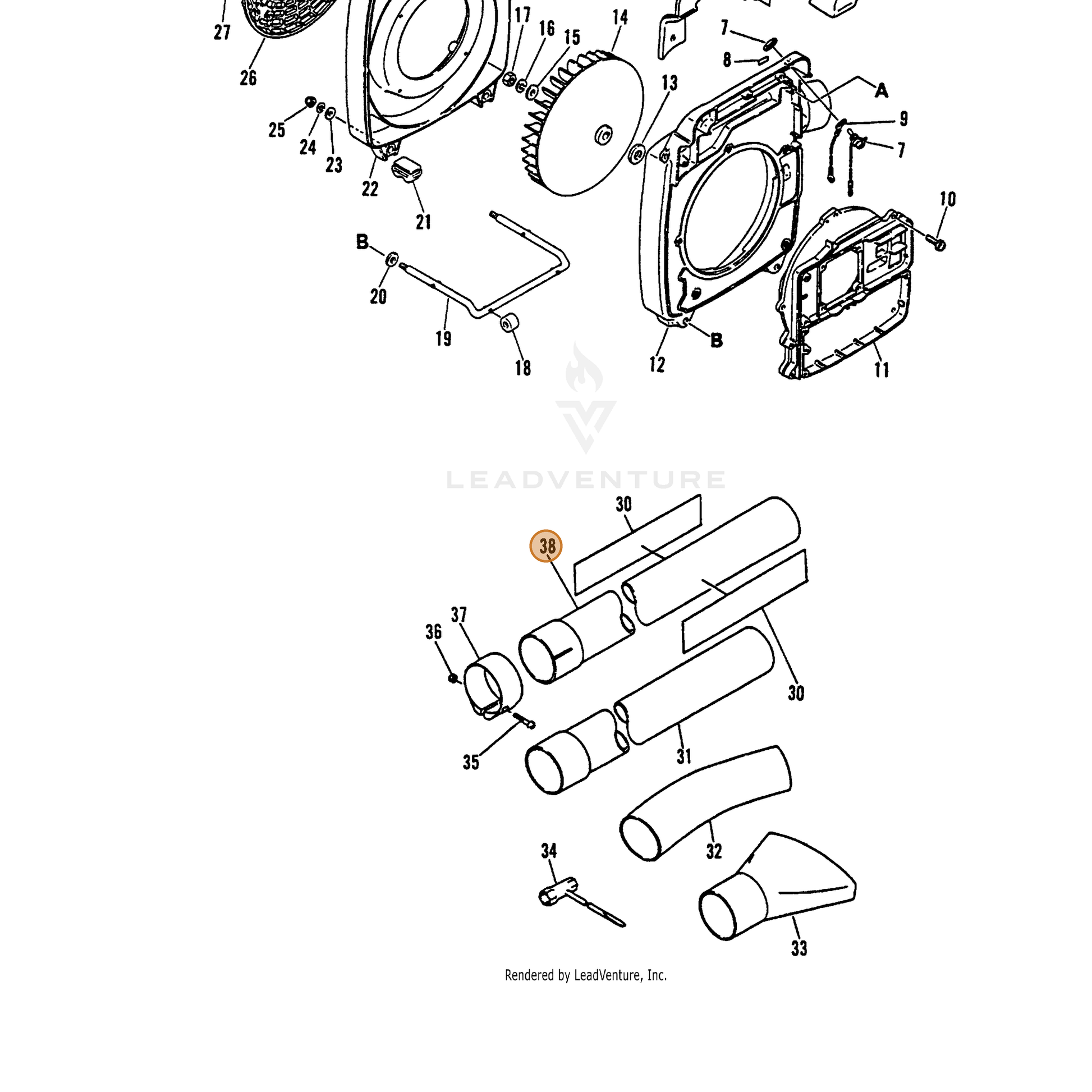 ECHO part 21000103363 — IPL diagram snippet (6x zoom, amber highlight)