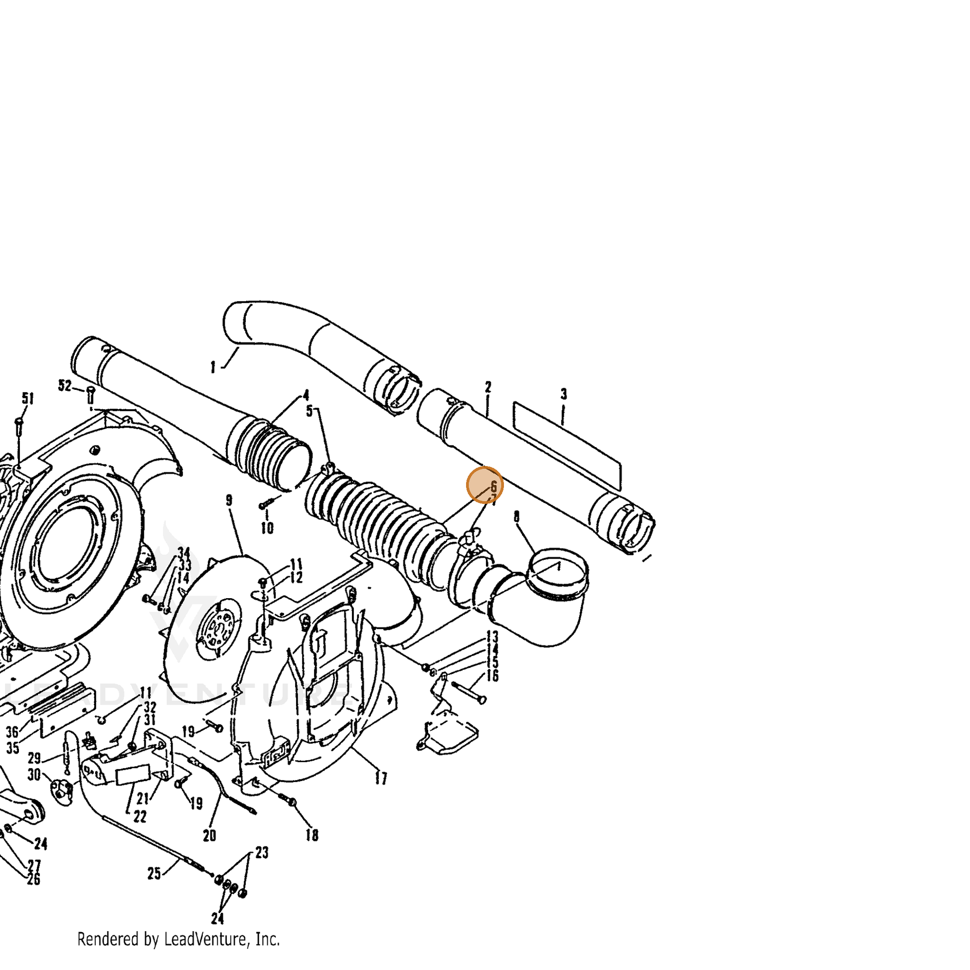 ECHO part 21001201112 — IPL diagram snippet (6x zoom, amber highlight)