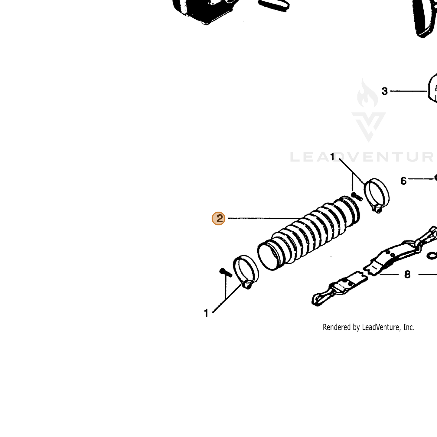 ECHO part 21001203360 — IPL diagram snippet (6x zoom, amber highlight)