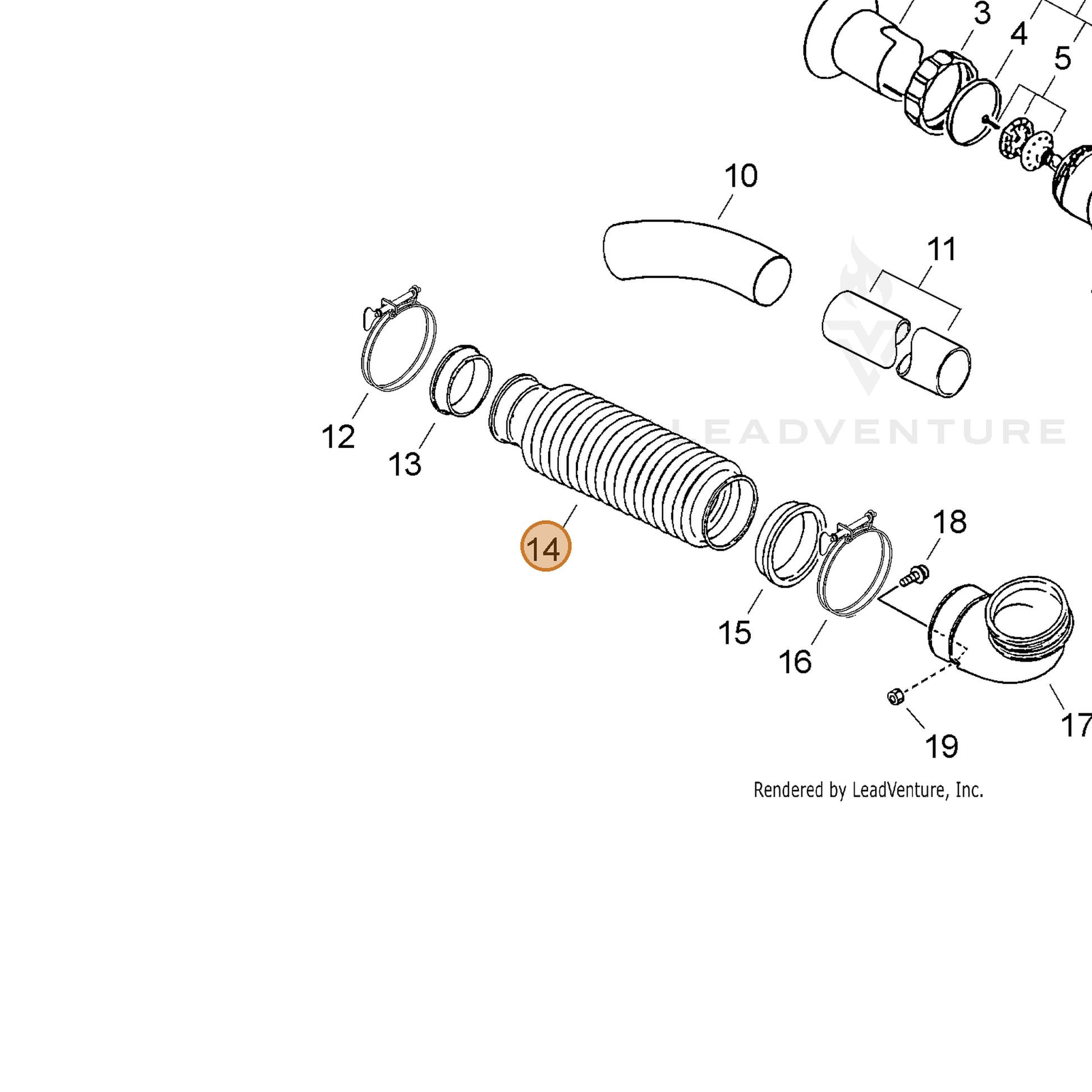 ECHO part 21001304112 — IPL diagram snippet (6x zoom, amber highlight)