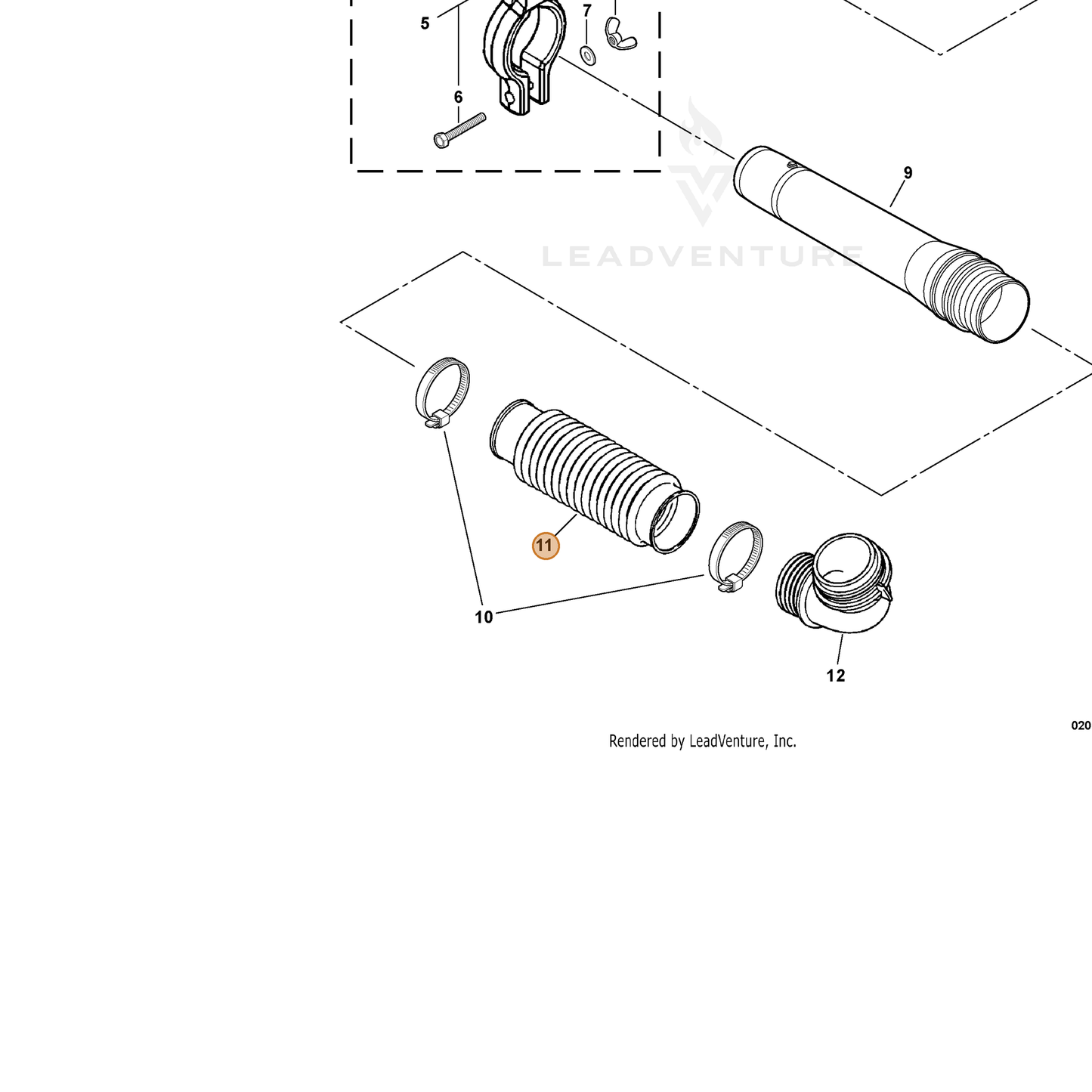 ECHO part 21001308360 — IPL diagram snippet (6x zoom, amber highlight)