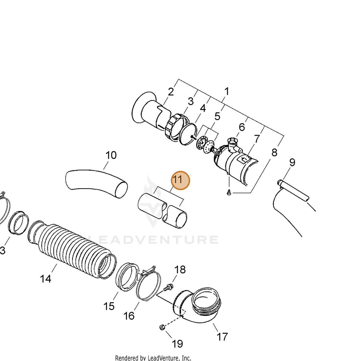 ECHO part 21001401610 — IPL diagram snippet (6x zoom, amber highlight)