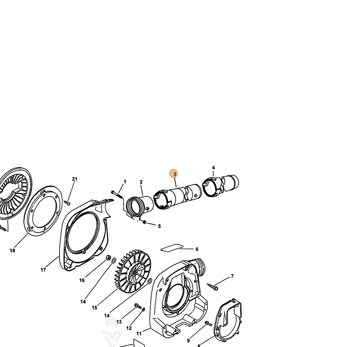 ECHO part 21001409560 — IPL diagram snippet (6x zoom, amber highlight)