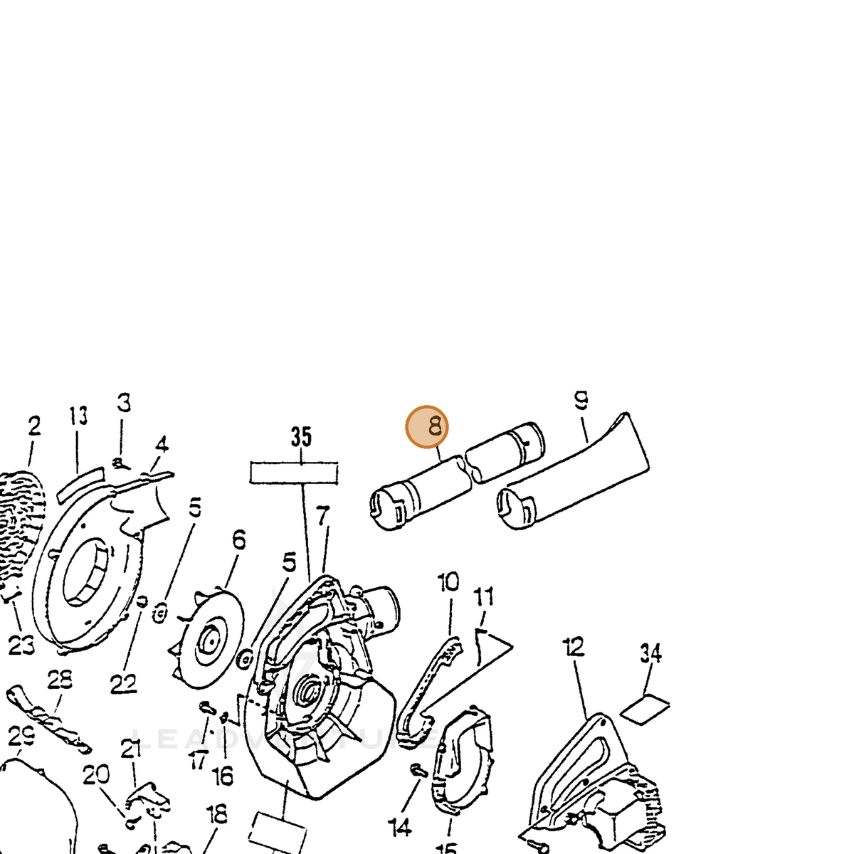 ECHO part 21001505060 — IPL diagram snippet (6x zoom, amber highlight)