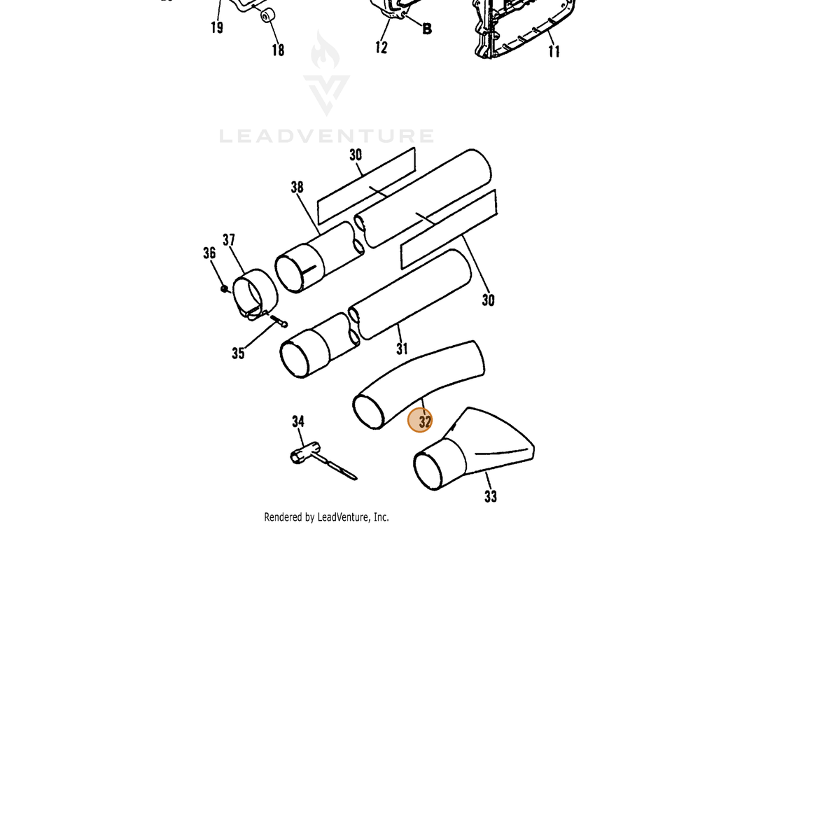 ECHO part 21002301060 — IPL diagram snippet (6x zoom, amber highlight)