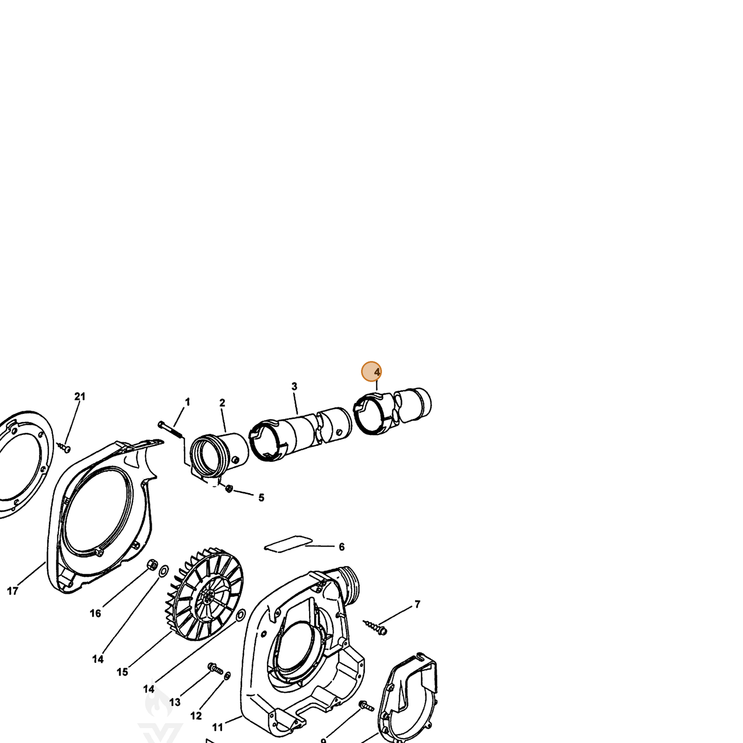 ECHO part 21002709560 — IPL diagram snippet (6x zoom, amber highlight)