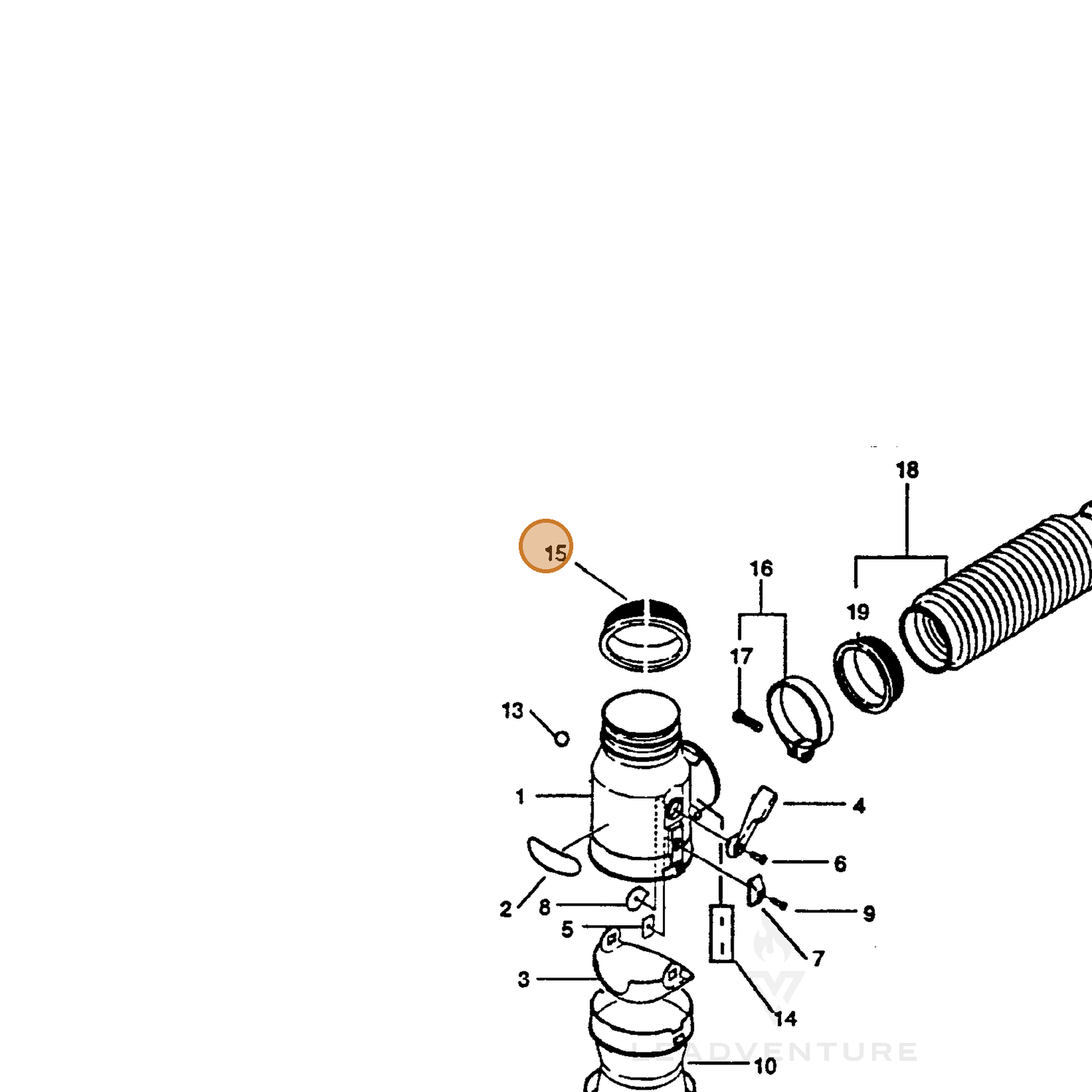ECHO part 21003004260 — IPL diagram snippet (6x zoom, amber highlight)