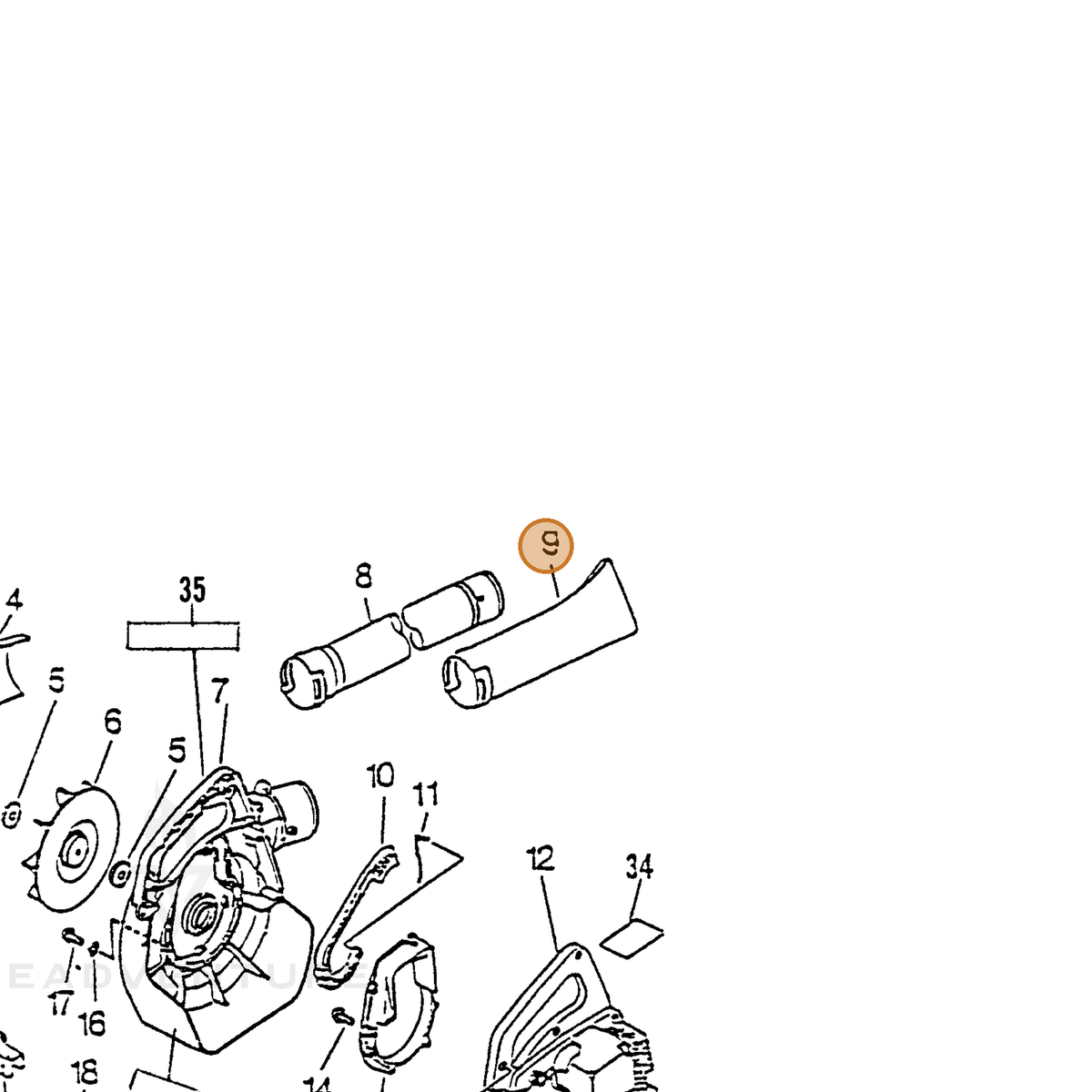 ECHO part 21003105060 — IPL diagram snippet (6x zoom, amber highlight)
