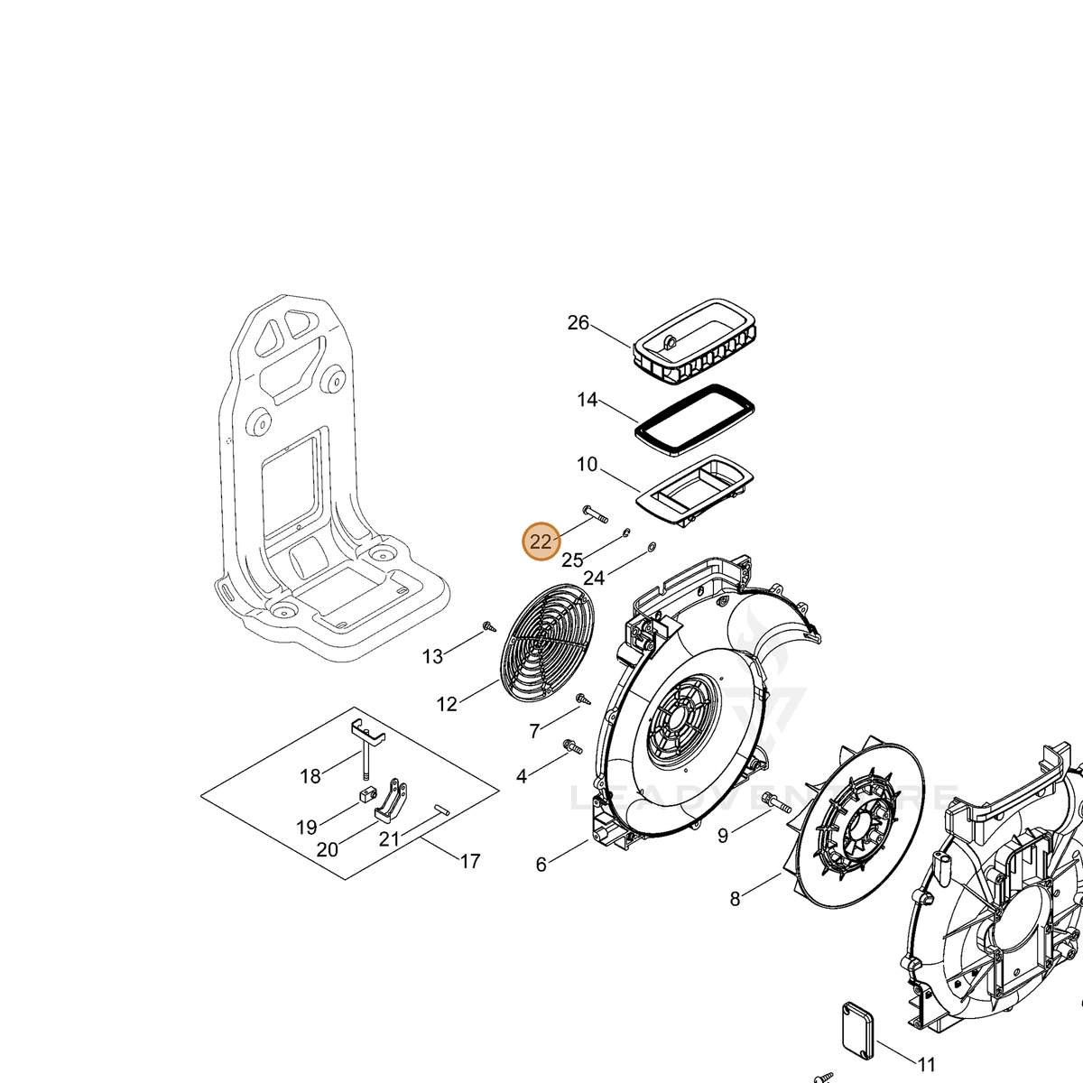 ECHO part 21042504110 — IPL diagram snippet (6x zoom, amber highlight)