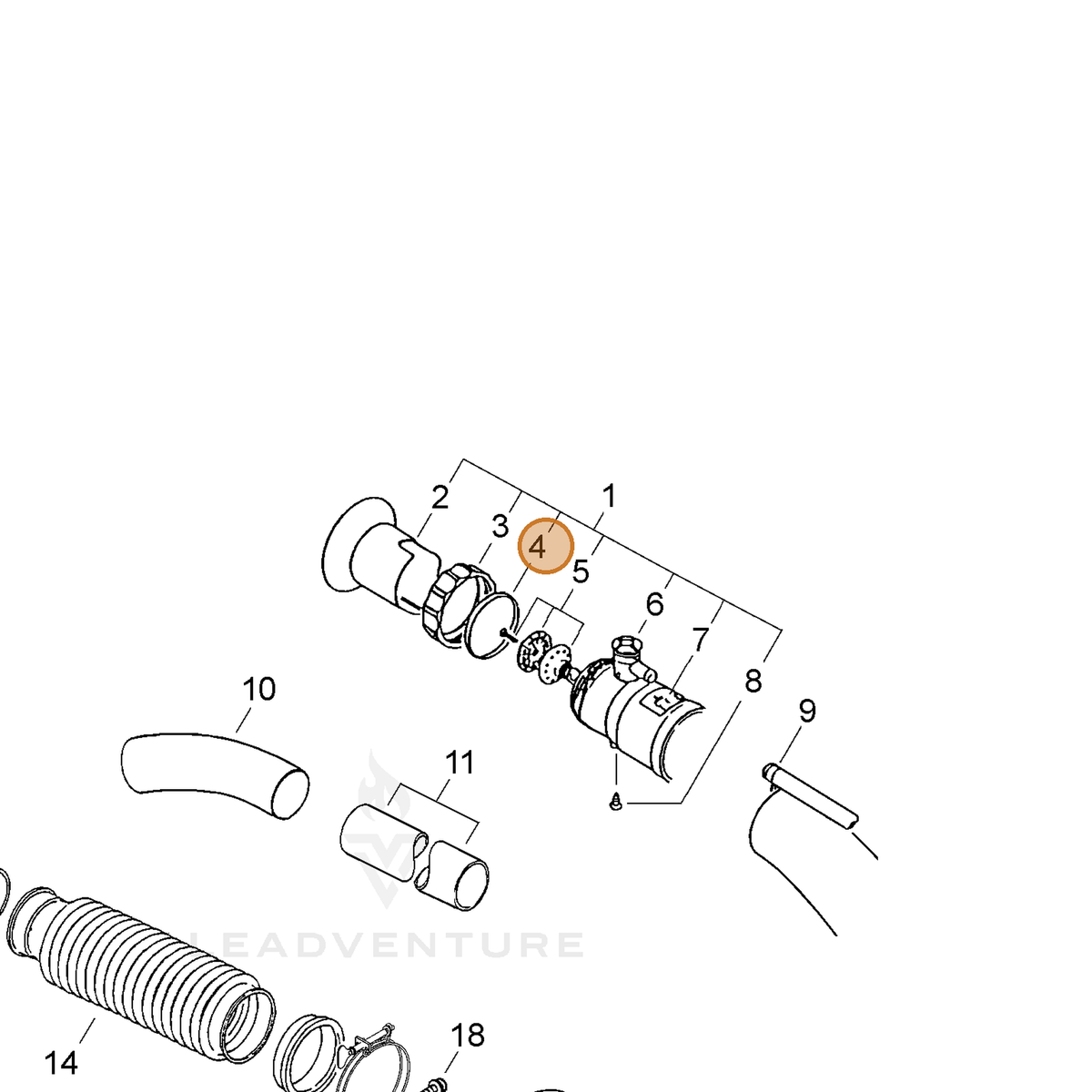 ECHO part 21251301110 — IPL diagram snippet (6x zoom, amber highlight)