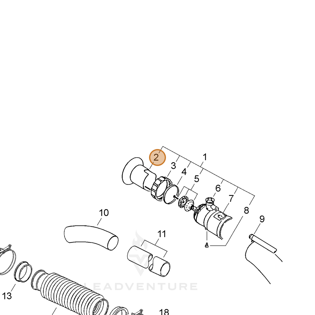 ECHO part 21251501110 — IPL diagram snippet (6x zoom, amber highlight)