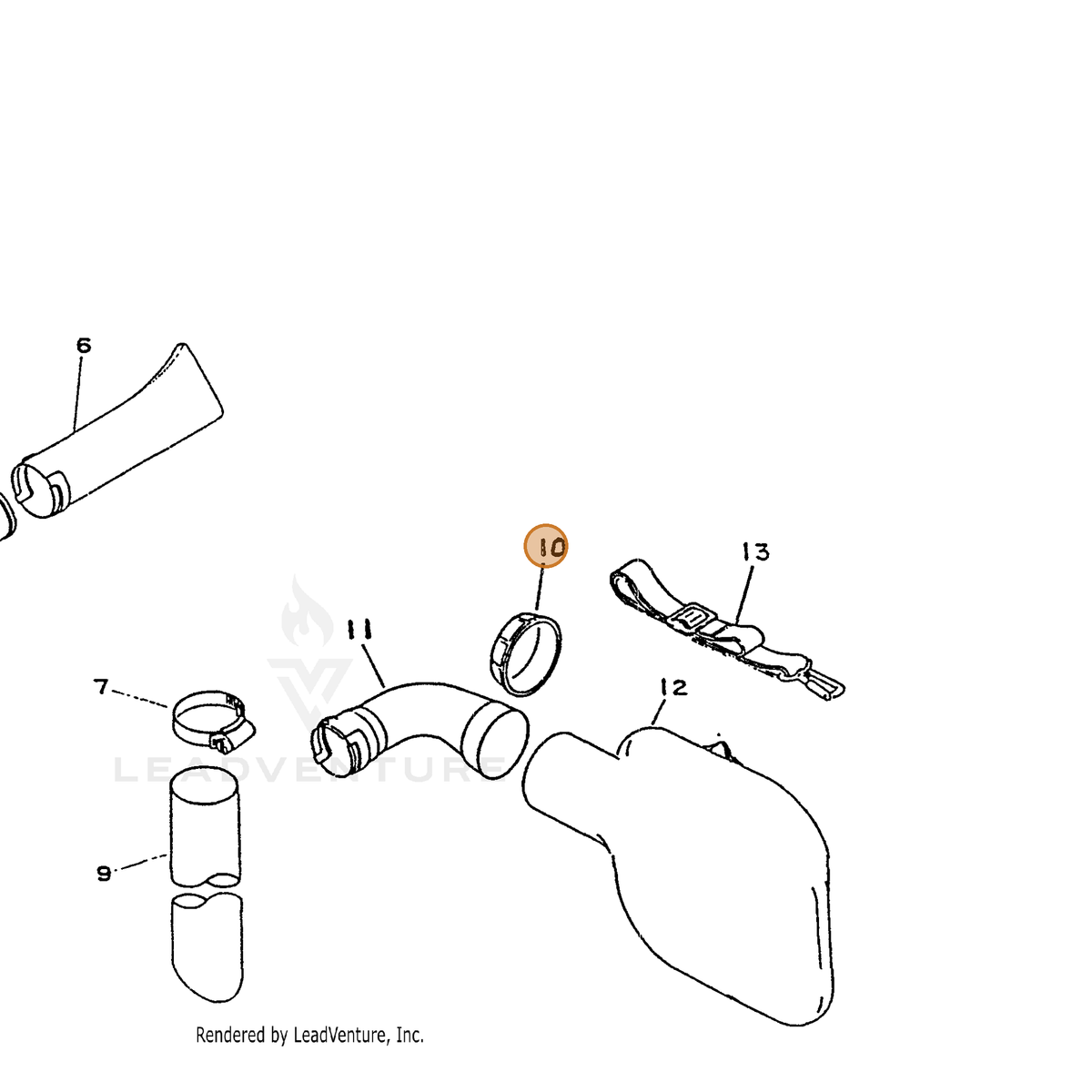 ECHO part 21501301961 — IPL diagram snippet (6x zoom, amber highlight)