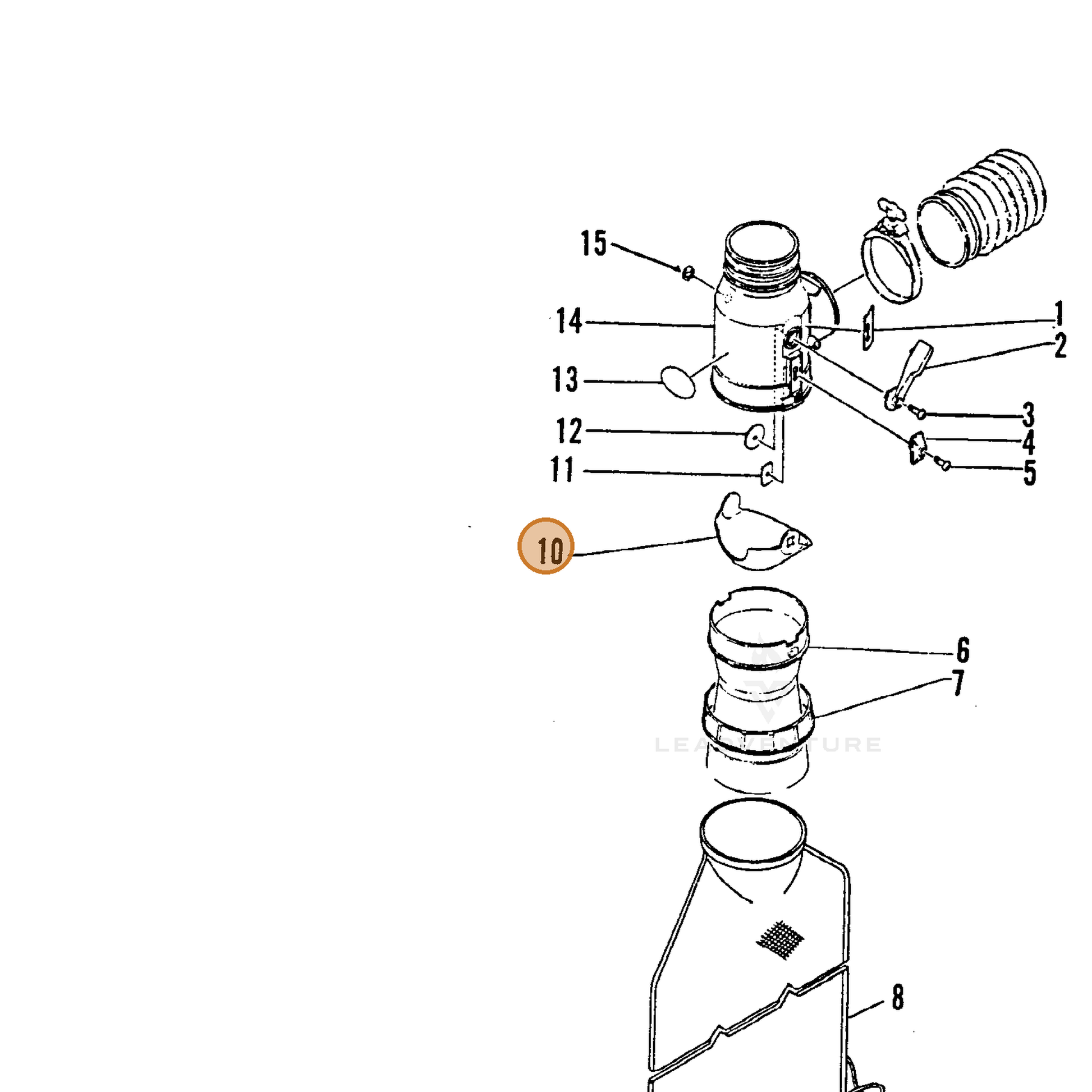 ECHO part 21511001961 — IPL diagram snippet (6x zoom, amber highlight)