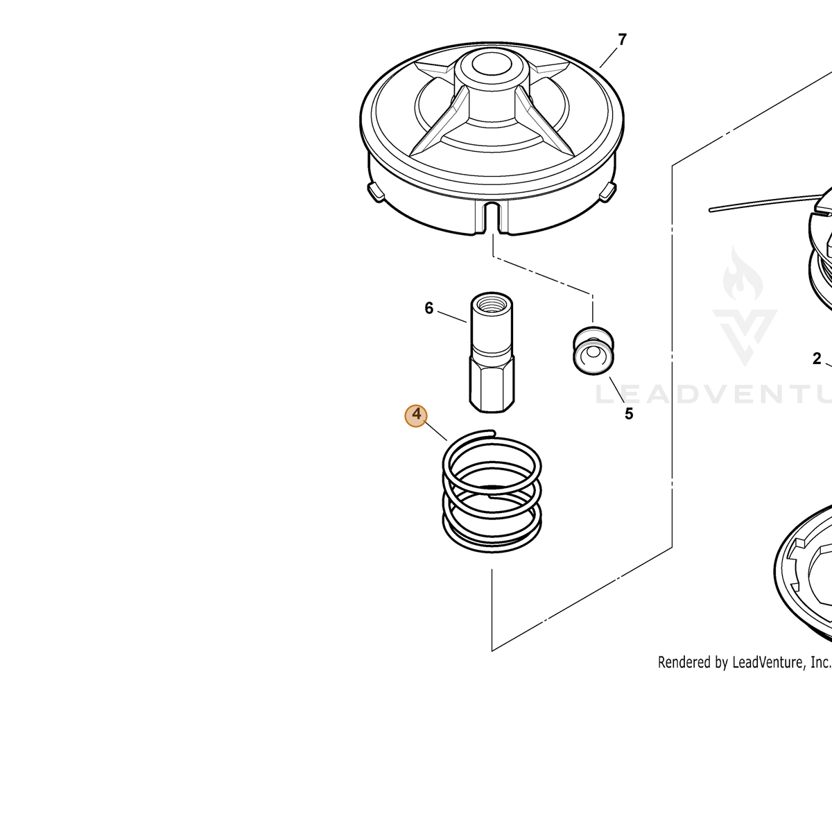 ECHO part 215405 — IPL diagram snippet (6x zoom, amber highlight)