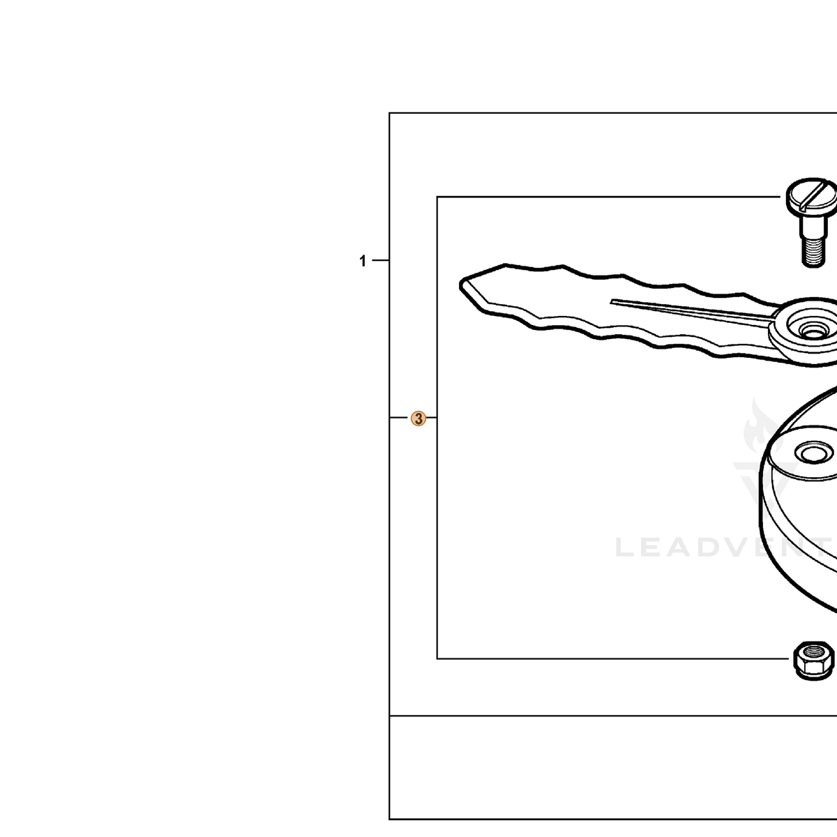 ECHO part 215513 — IPL diagram snippet (6x zoom, amber highlight)