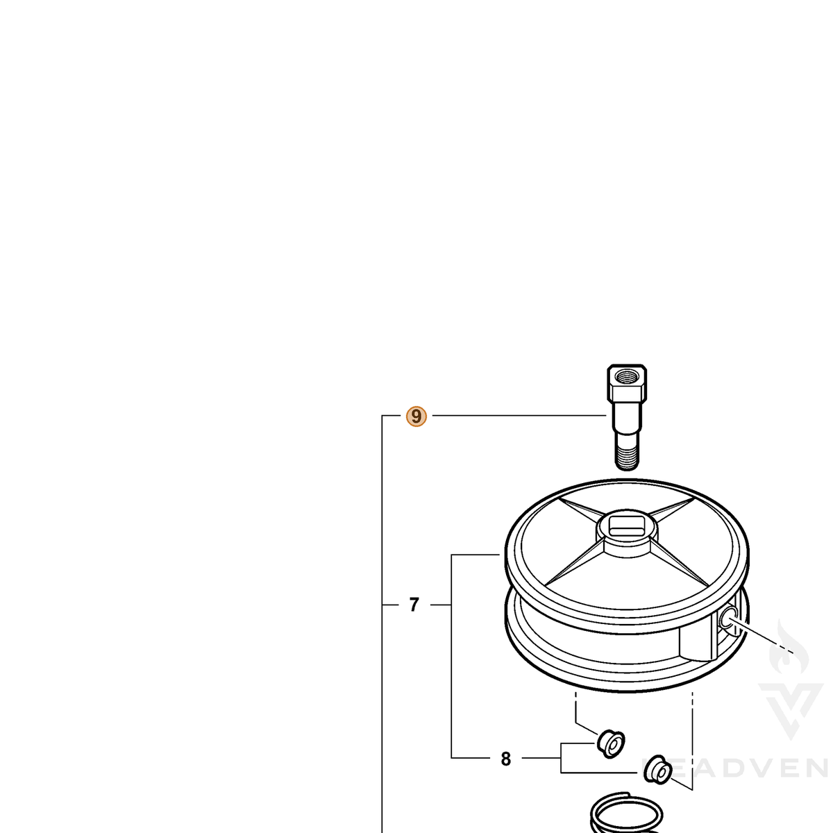 ECHO part 215601 — IPL diagram snippet (6x zoom, amber highlight)
