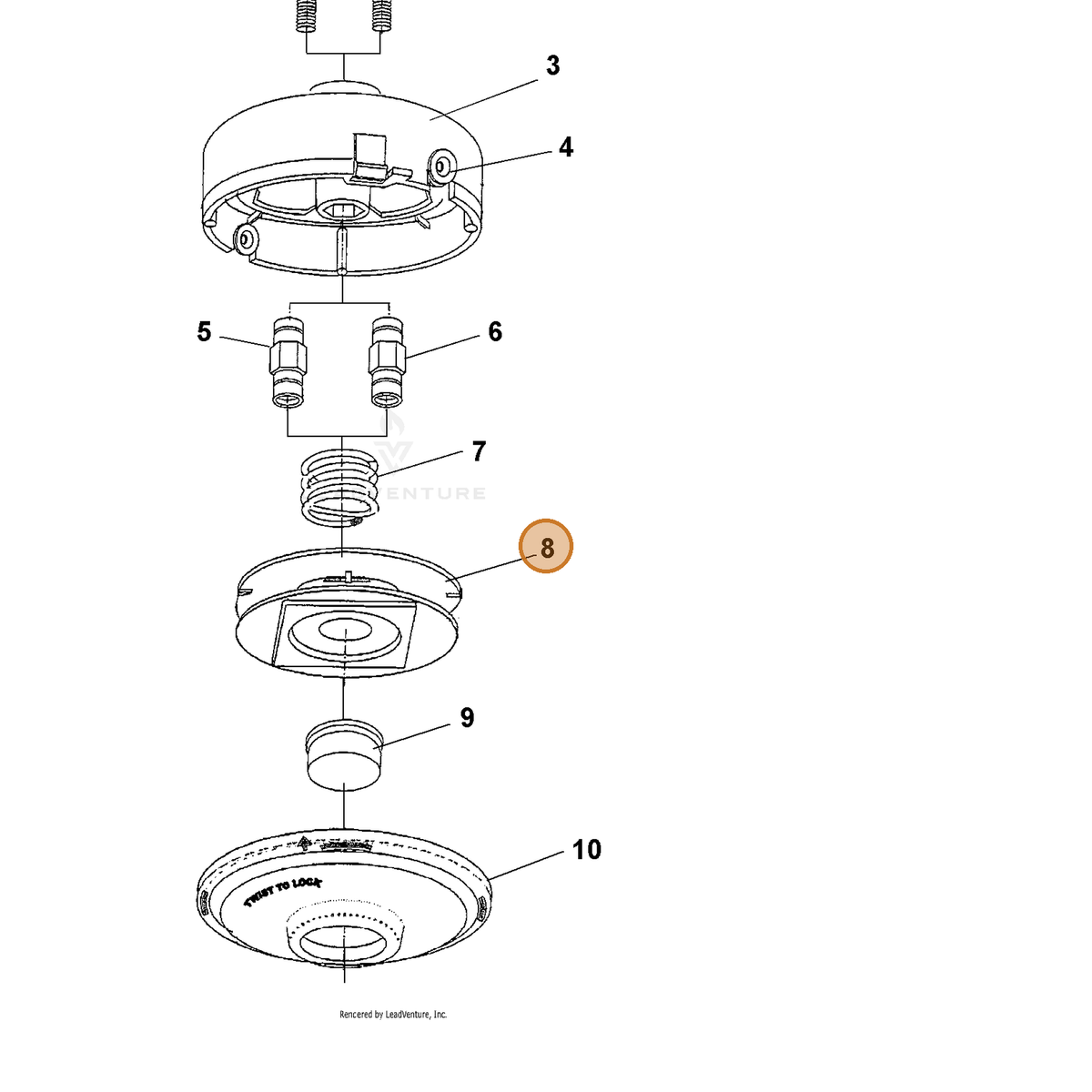 ECHO part 215622 — IPL diagram snippet (6x zoom, amber highlight)