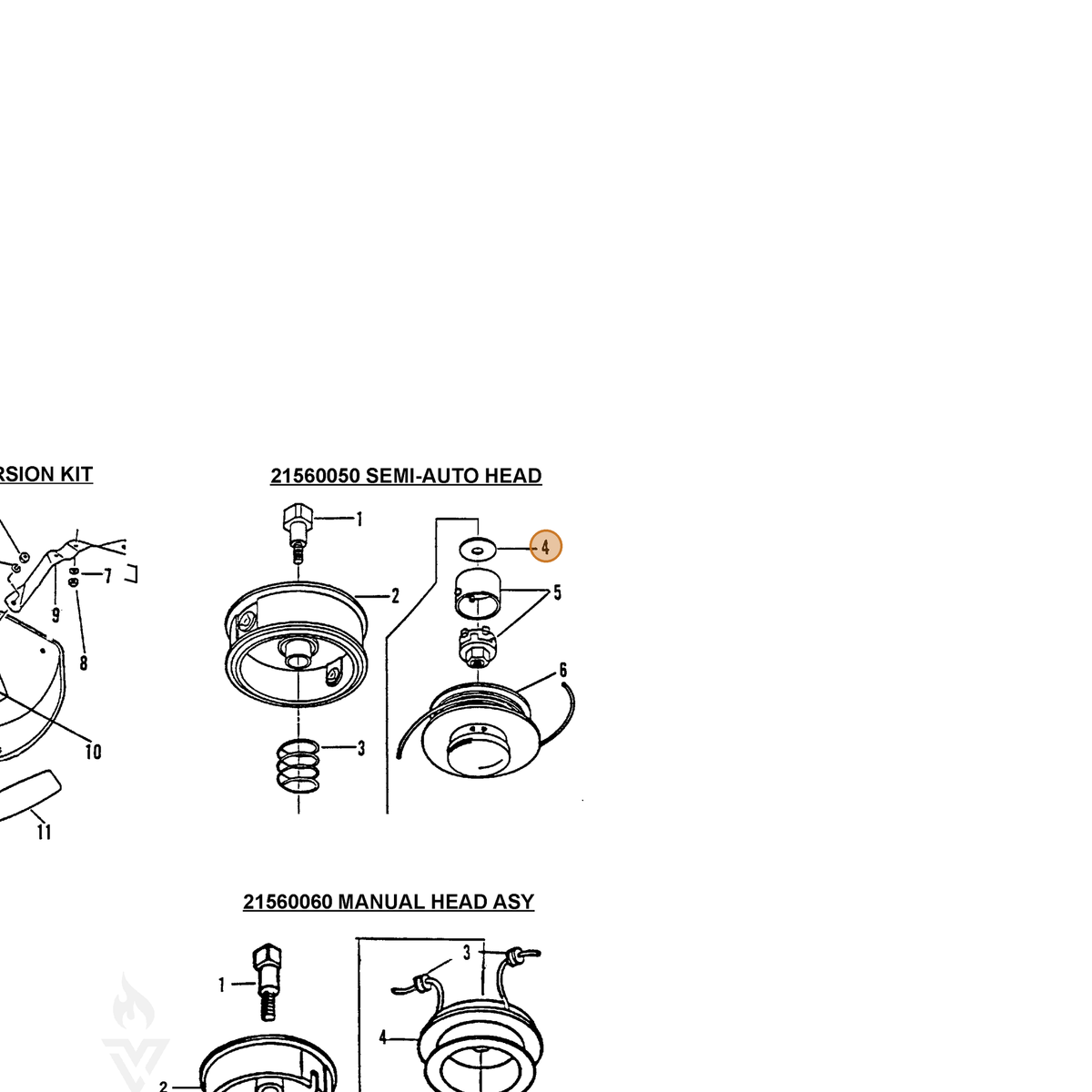 ECHO part 215704 — IPL diagram snippet (6x zoom, amber highlight)