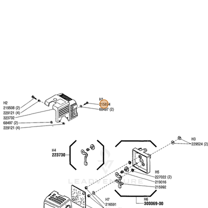 ECHO part 215874 — IPL diagram snippet (6x zoom, amber highlight)