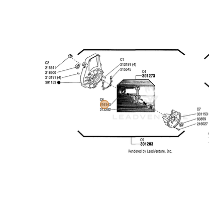 ECHO part 216143 — IPL diagram snippet (6x zoom, amber highlight)