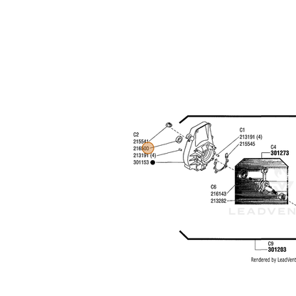 ECHO part 216500 — IPL diagram snippet (6x zoom, amber highlight)