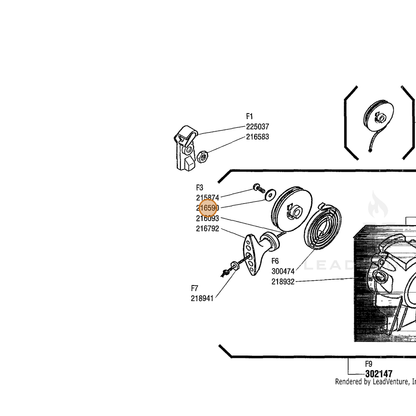 ECHO part 216590 — IPL diagram snippet (6x zoom, amber highlight)