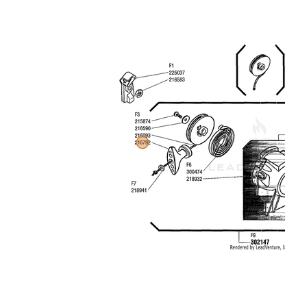 ECHO part 216792 — IPL diagram snippet (6x zoom, amber highlight)