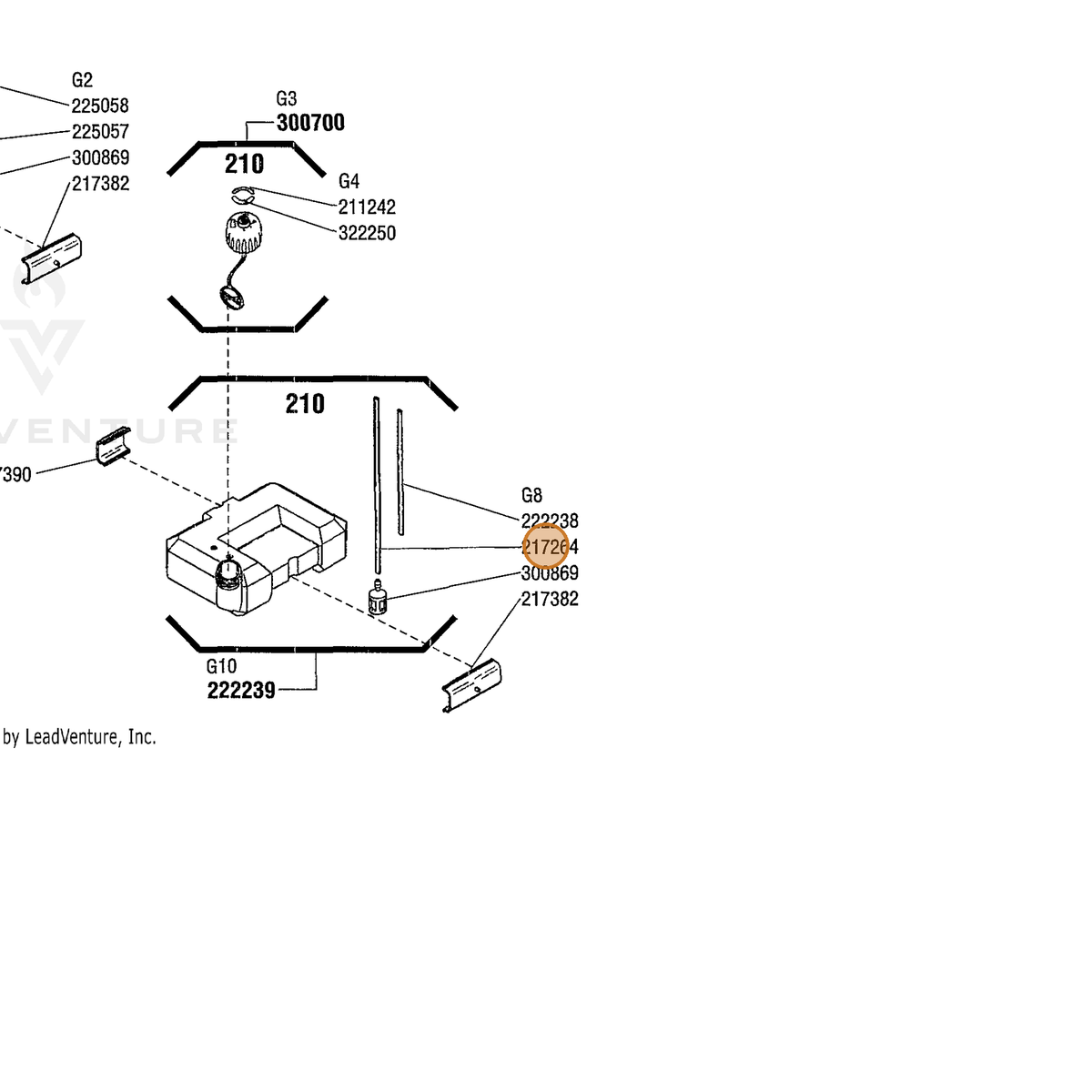 ECHO part 217264 — IPL diagram snippet (6x zoom, amber highlight)