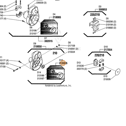 ECHO part 218065 — IPL diagram snippet (6x zoom, amber highlight)