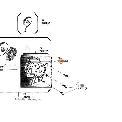 ECHO part 219585 — IPL diagram snippet (6x zoom, amber highlight)