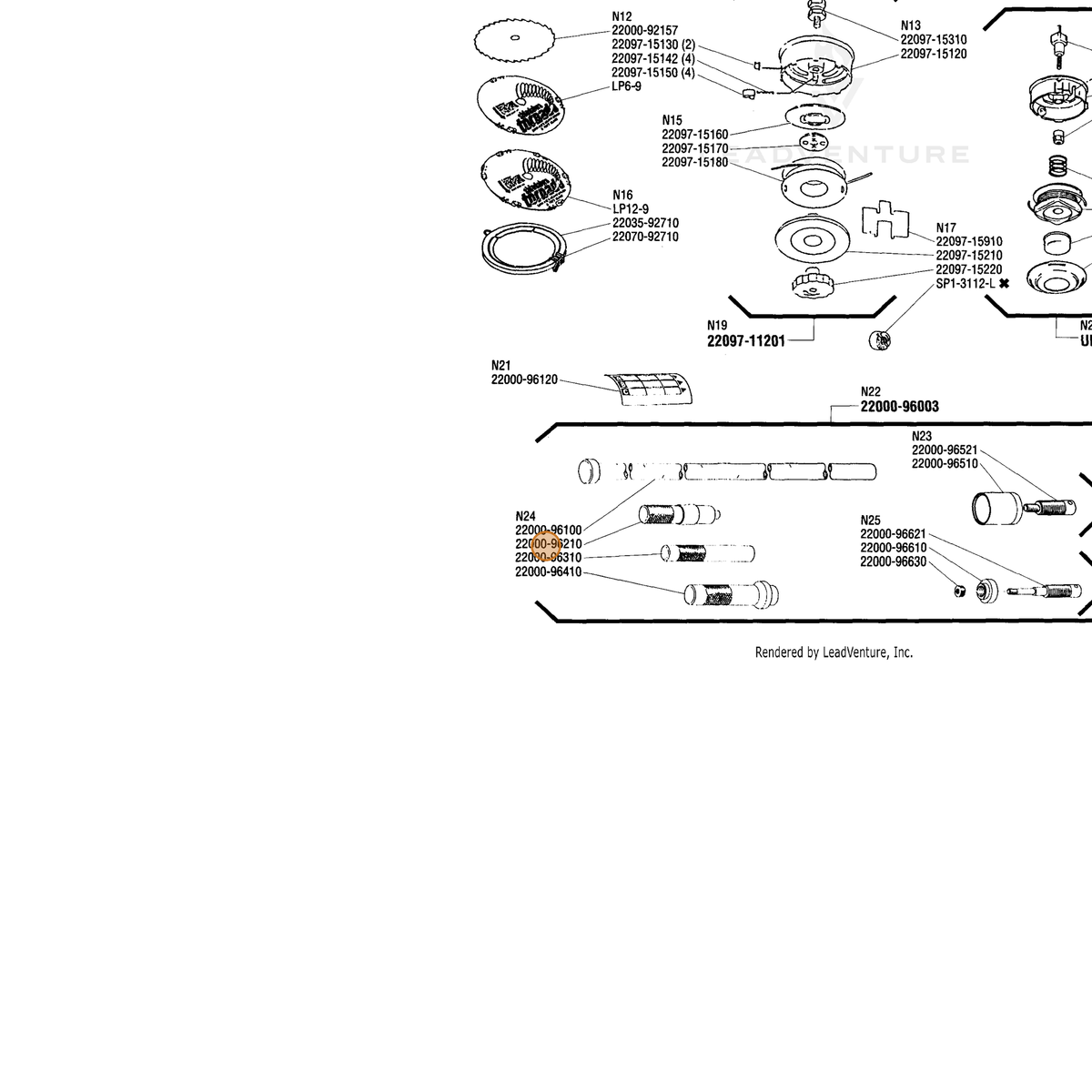 ECHO part 22000-96210 — IPL diagram snippet (6x zoom, amber highlight)