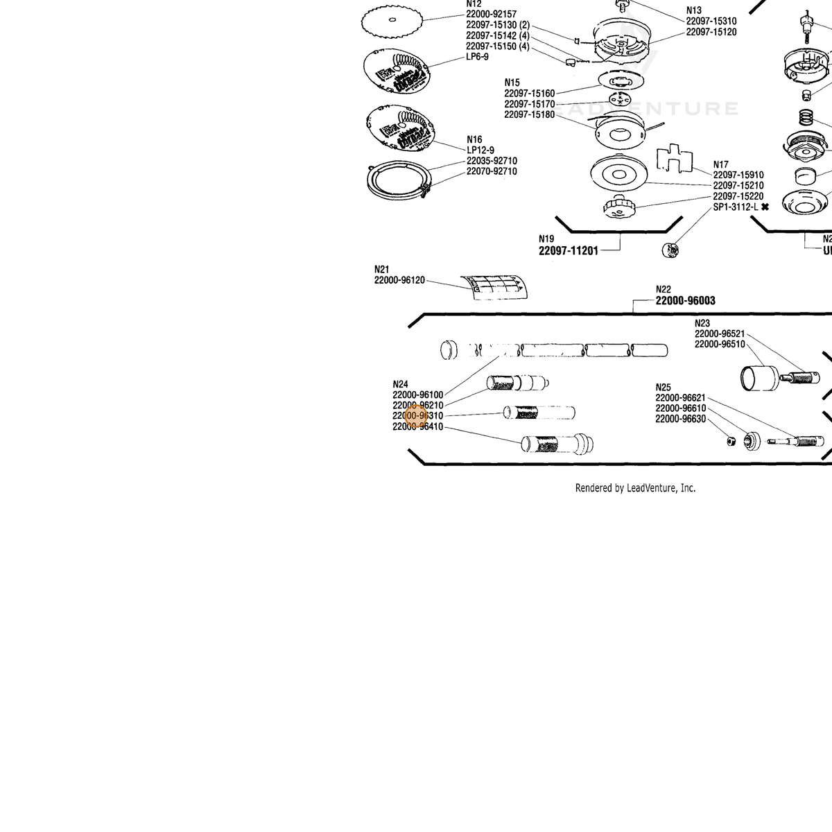 ECHO part 22000-96310 — IPL diagram snippet (6x zoom, amber highlight)