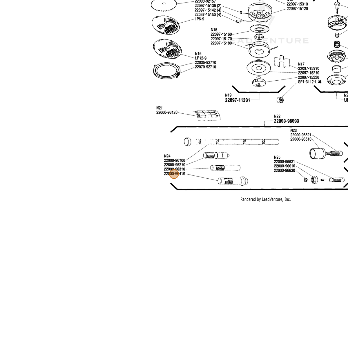 ECHO part 22000-96410 — IPL diagram snippet (6x zoom, amber highlight)