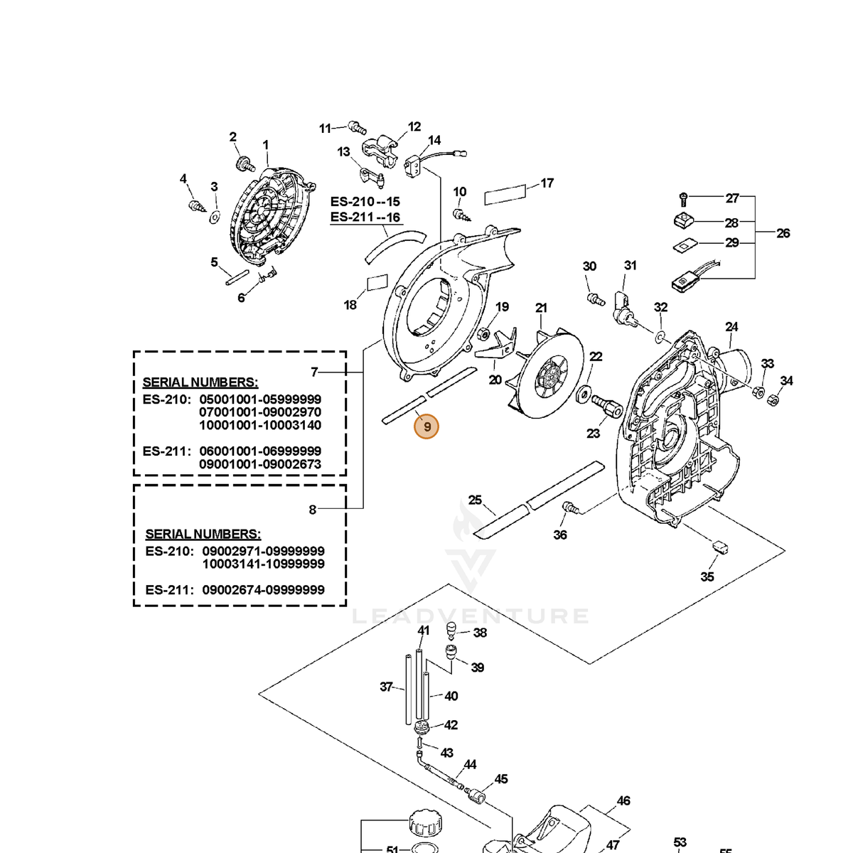 ECHO part 22012020561 — IPL diagram snippet (6x zoom, amber highlight)