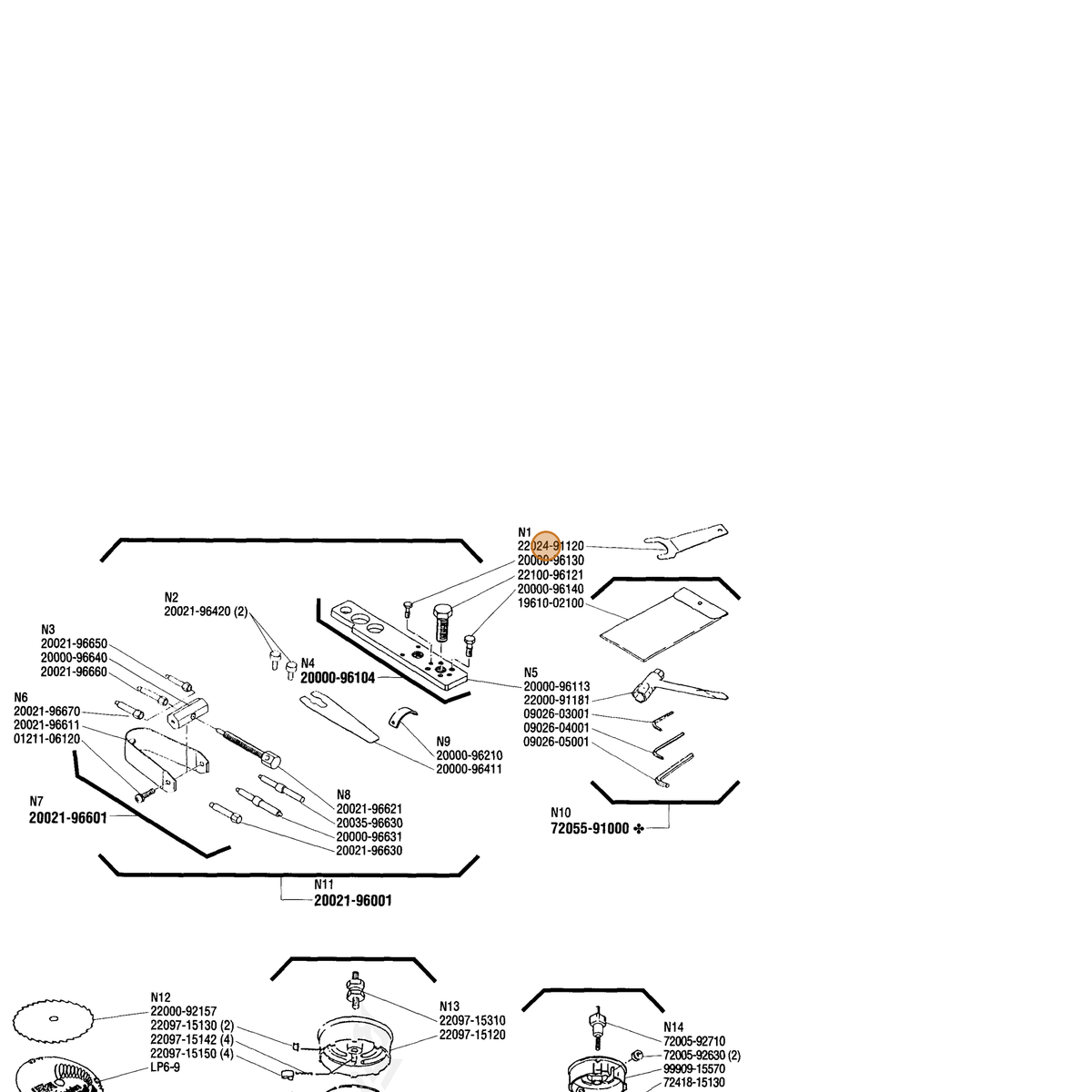 ECHO part 22024-91120 — IPL diagram snippet (6x zoom, amber highlight)