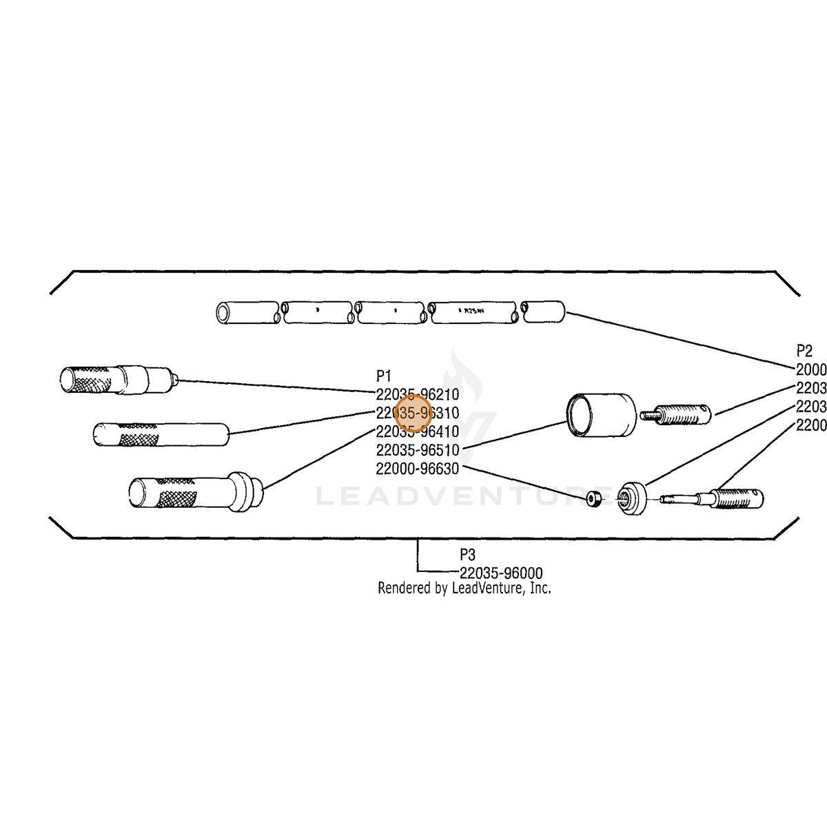 ECHO part 22035-96310 — IPL diagram snippet (6x zoom, amber highlight)
