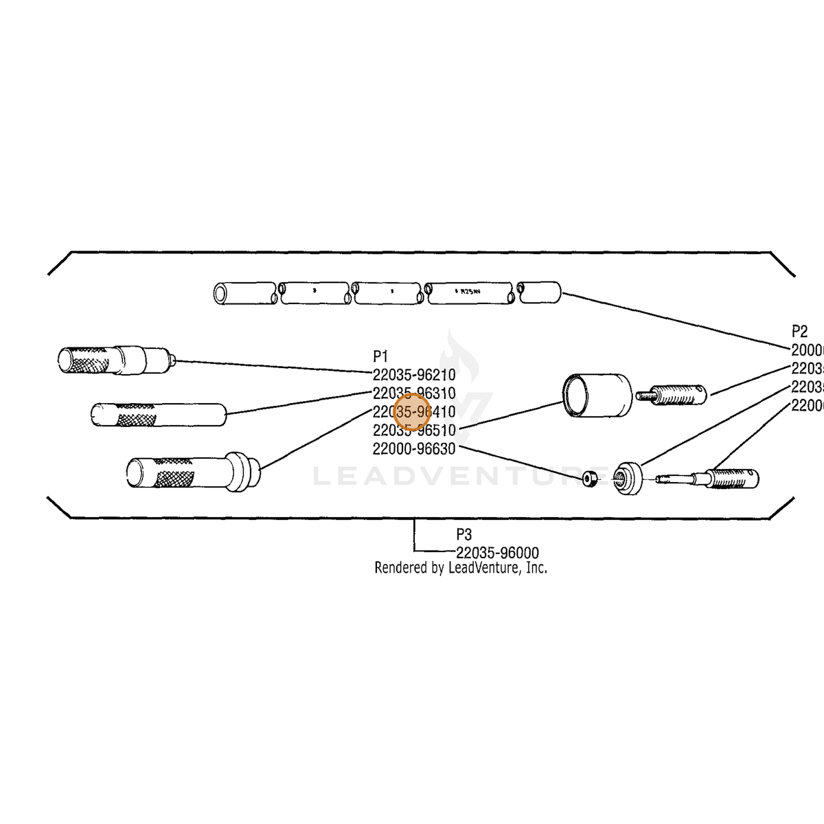 ECHO part 22035-96410 — IPL diagram snippet (6x zoom, amber highlight)